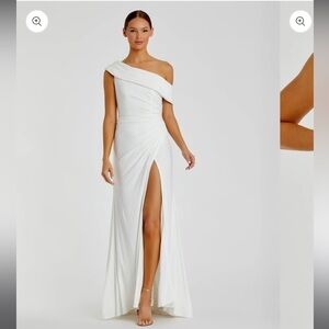 Mac Duggal 26517 Foldover Off-the-Shoulder Slit Gown